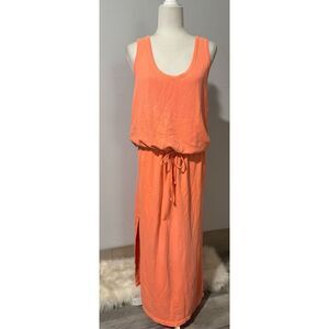 Polo Ralph Lauren orange adjustable dress cotton blend M side slit